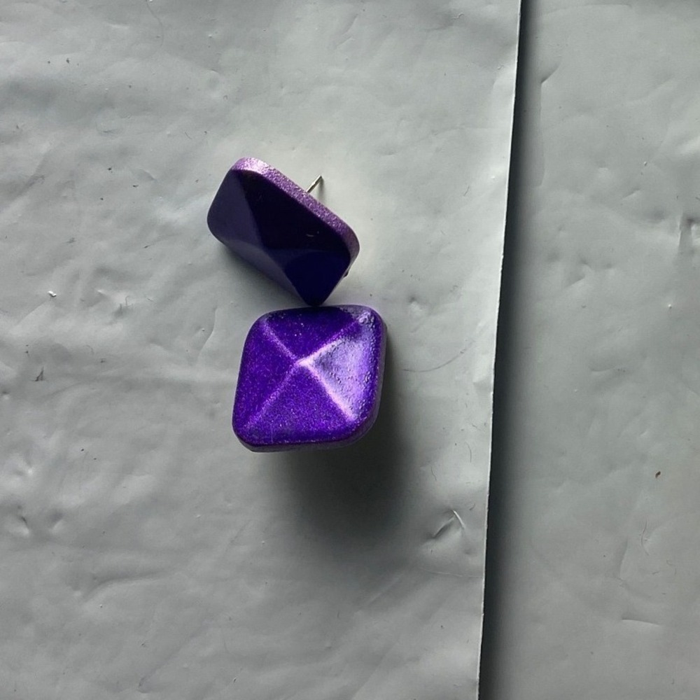 Purple Square Gemstone Stud Earrings
